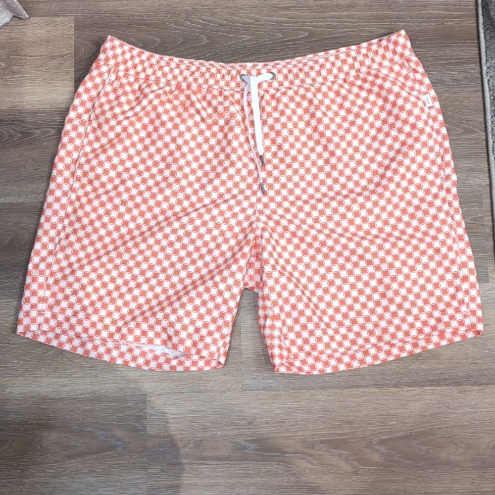 Onia The Charles Orange Print Men's Swim Trunks Sz XXL